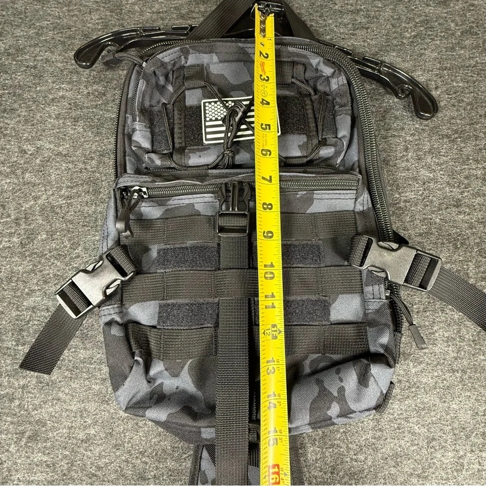 Tactical Sling Backpack Night Camo MOLLE Military EDC Shoulder‎ Bag Grey Black